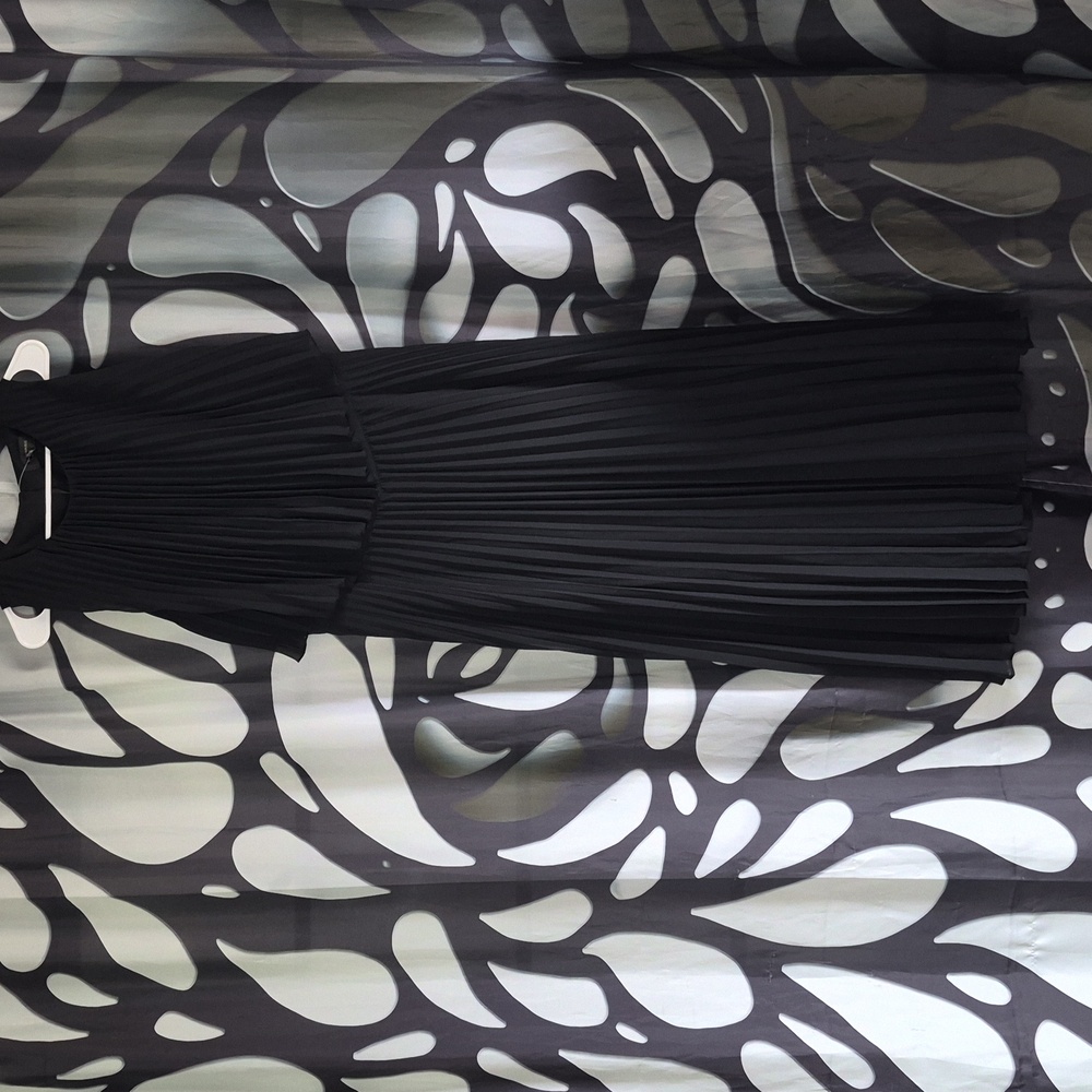NEW Banana Republic sz 14 Black Pleated Chiffon Maxi Dress - Picture 7 of 11